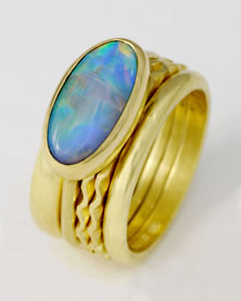 Five band 'Stacking Ring Single-stone' with Opal